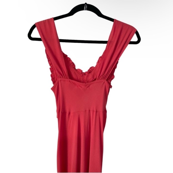 Doen Amoretta Maxi Dress Tigerlily Red V-Neck Ruffled Cut Out Size XXS NEW - Picture 11 of 16